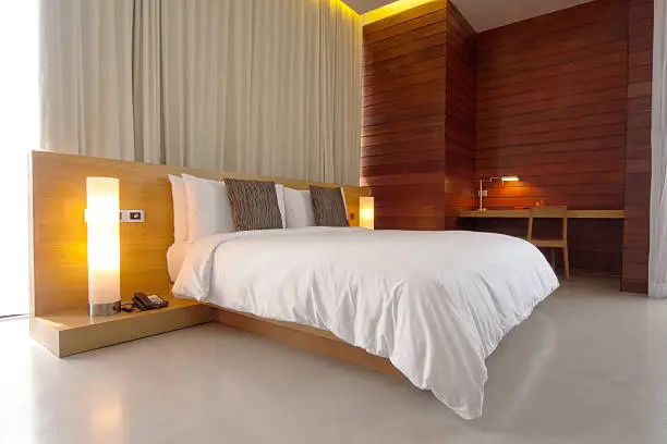 simply bed room decorated with wood