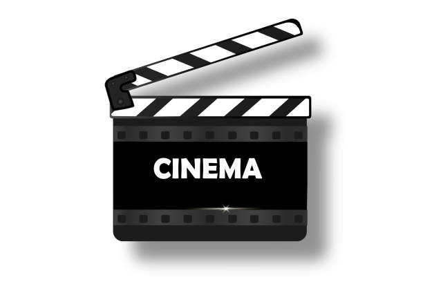 istock Movie clapper isolated on white. Black open clapperboard. Vector illustration. Video icon. 1341219423