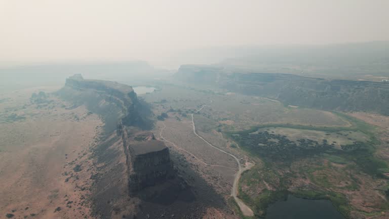 Stunning Floodland Aerial View at Dry Falls Desert Canyon in Washington State