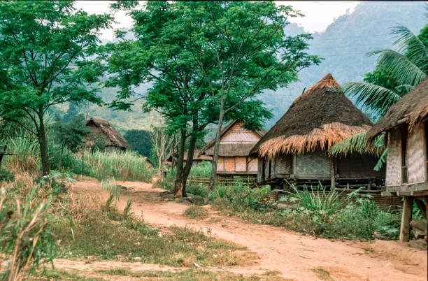 Village Pile dwellings in a village of the ethnic minority of the so-called "Flowery Hmong" in Vietnam vietnamese culture photos stock pictures, royalty-free photos & images