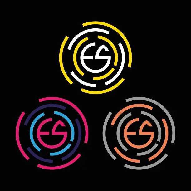 Vector illustration of Labyrinth with letter E thin line icon. Labyrinth chart sign on black background