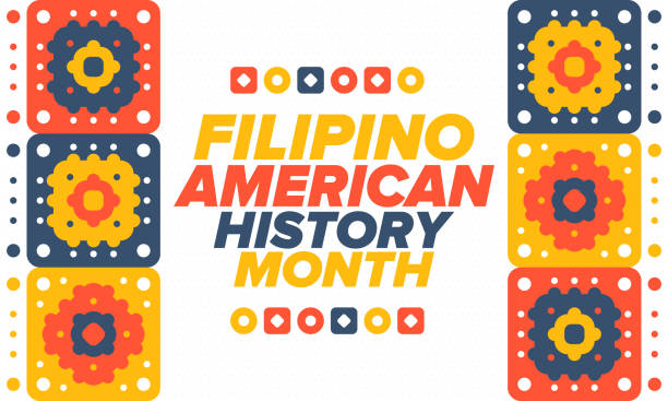 ilustrações, clipart, desenhos animados e ícones de mês da história filipina americana. feliz feriado comemora anualmente em outubro. filipinas e bandeira dos estados unidos. mês da cultura. design patriótico. pôster, cartão, banner, modelo. ilustração vetorial - philippino flag