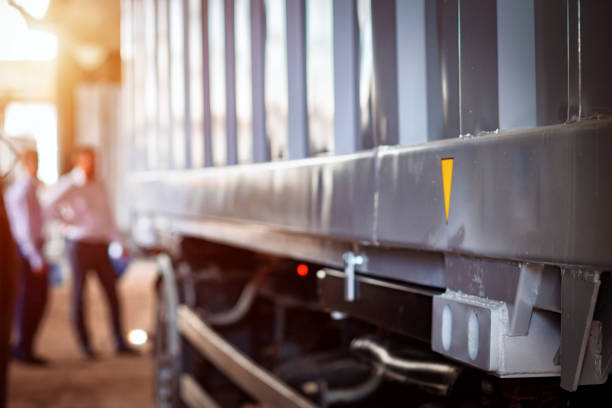 istock Part of a metal freight container on the car 1341221622