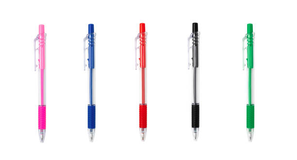 istock Set color plastic pen on isolated white background 1341226284