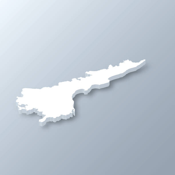 Andhra Pradesh 3D map on gray background 3D map of Andhra Pradesh isolated on a blank and gray background, with a dropshadow. Vector Illustration (EPS10, well layered and grouped). Easy to edit, manipulate, resize or colorize. Vector and Jpeg file of different sizes. international-border stock illustrations