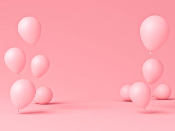istock Blank pink background with pink pastel color balloons with shadows minimalism conceptual 1341229054
