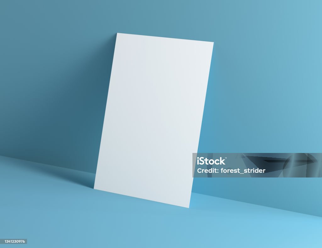 White A4 poster mockup Empty white poster template Template Stock Photo