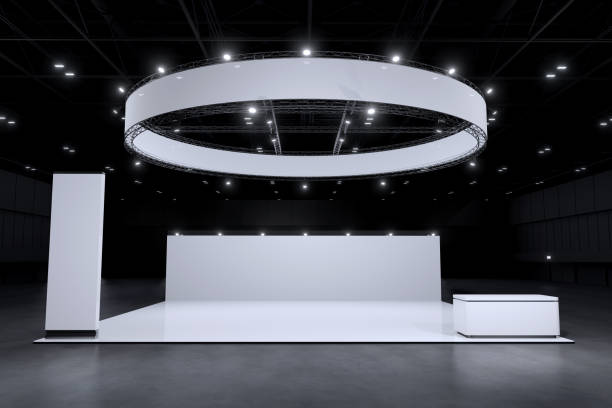 istock Exhibition stand for mockup and Corporate identity,Display design.Empty booth Design.Retail booth elements in Exhibition hall.booth Design trade show.Blank Booth system of Graphic Resources.3d render. 1341232005