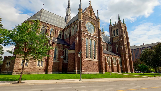 London, Ontario, Canada, Sep 19 2021: St. Peter's Cathedral Basilica,  Built in the 1880s in French Gothic style.