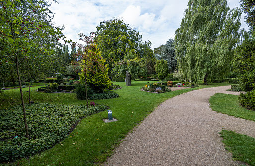 Copenhagen, Denmark - July 26, 2022: The Rose Garden in Rosenborg Castle Gardens (Kongens Have).