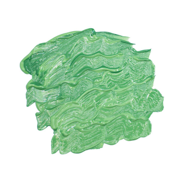 istock green acrylic smear isolated on white background. brush and paint texture hand drawn. acrylic brushstroke abstract for design 1341235749