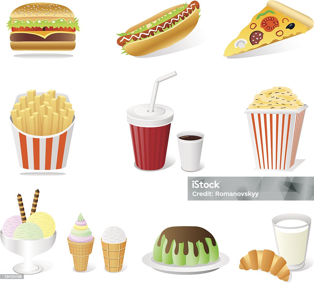 Conjunto de fast food - Vetor de Gelatina - Sobremesa royalty-free