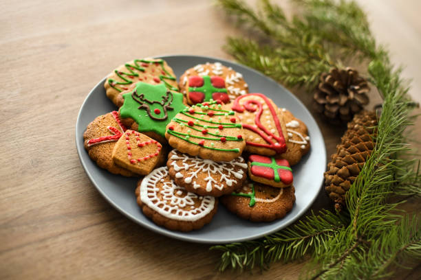 Group of various delicious gingerbread cookies.