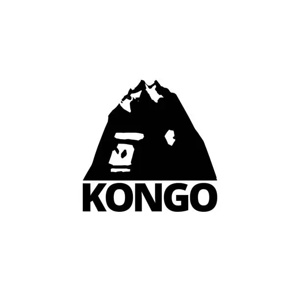 Vector illustration of The logo is the head of a gorilla united with Mount Stanley, from Congo. Isolated on a white background.