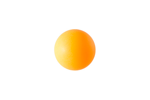 orange ping pong ball on white background