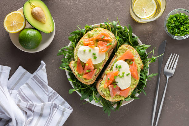 istock Toasts with salmon and hollandaise sauce 1341250443