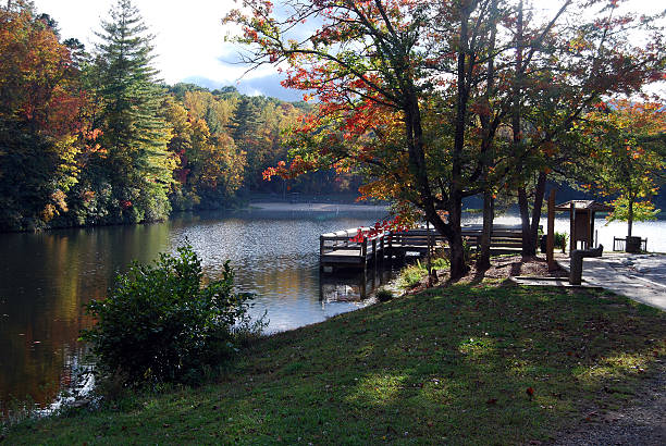 istock Autumn lake and dock 134125058