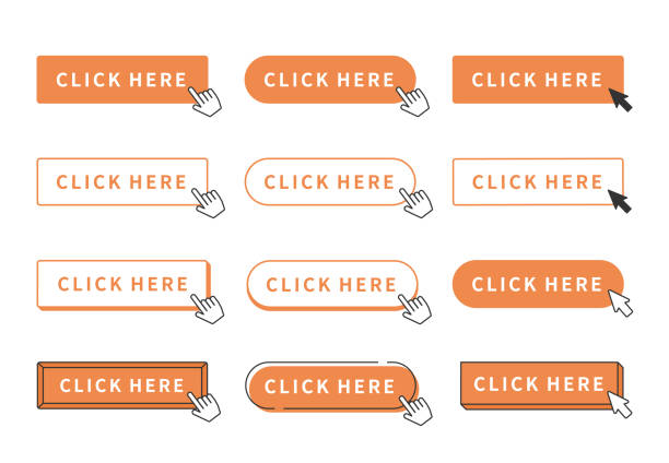 Illustration set of a simple button frame. Template banner. Illustration set of a simple button frame. Template banner. Orange color version. 正方形 stock illustrations