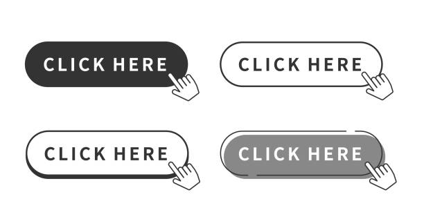Illustration set of a simple button. Template. Banner. Illustration set of a simple button. Template. Banner. (Monochrome, Finger cursor, Oval version) マーケティング stock illustrations