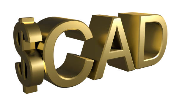 istock Gilded CAD Canada dollar symbol on a white background. Finance concept. Rendering 1341255423