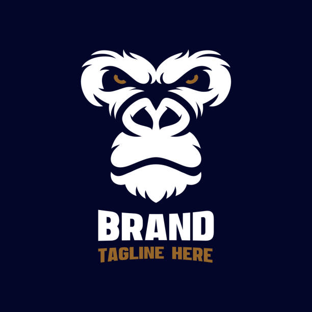 ilustraciones, imágenes clip art, dibujos animados e iconos de stock de logotipo moderno de angry gorilla - gorila