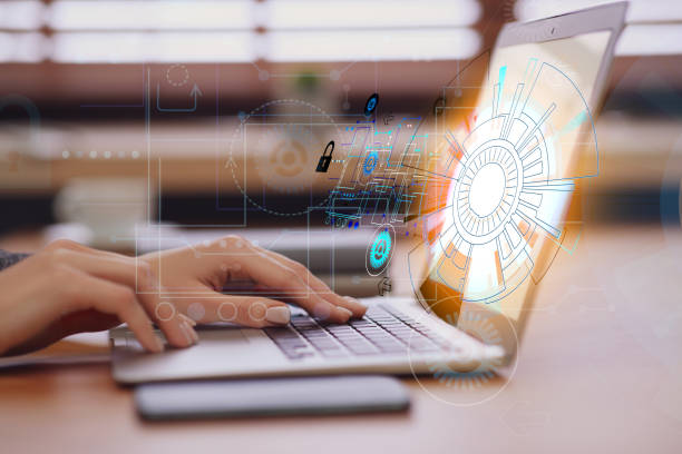 istock Woman working with laptop at table, closeup. Modern technology concept 1341257825