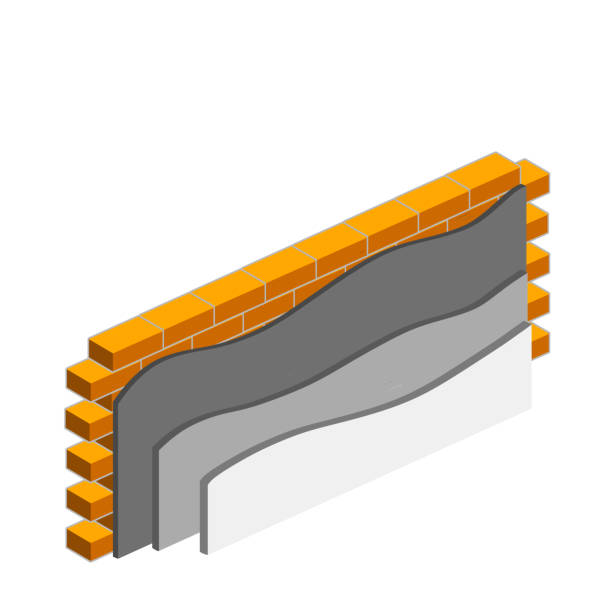 istock Red brick wall of house. Element of building construction. Stone object. Isometric illustration. Symbol of protection and security 1341259136