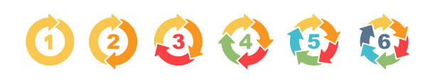 pfeilstufen umkreisen. geschäftspräsentationsdiagramm, diagramm, diagramm. - fünf personen stock-grafiken, -clipart, -cartoons und -symbole