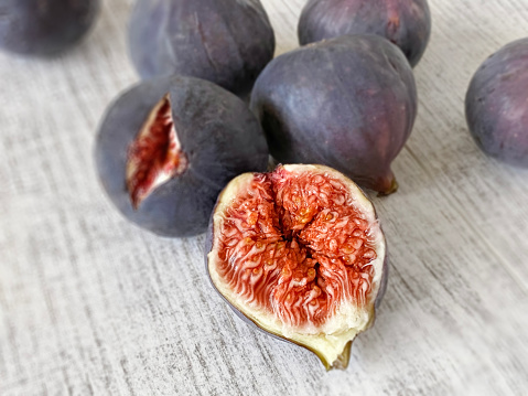 Collection or set of figs on an isolated white background.