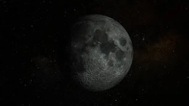 Moon in the outer space background 3D illustration