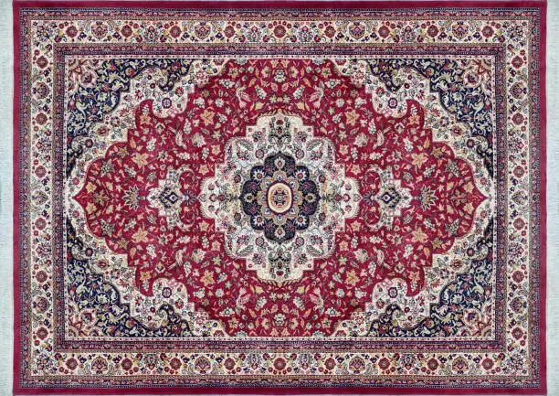 The Old Persian Carpet Texture, abstract ornament milky blue and purple