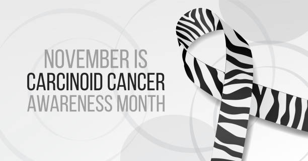 carcinoid cancer awareness month concept. banner template with zebra ribbon awareness and text. vector illustration. - beast cancer awareness month stock illustrations