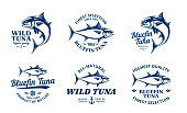Vector tuna logo and fish illustrations