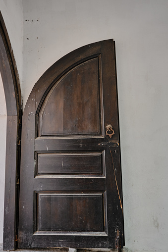 A huge wooden gate and door of entrance gate of Koza Han Bursa.