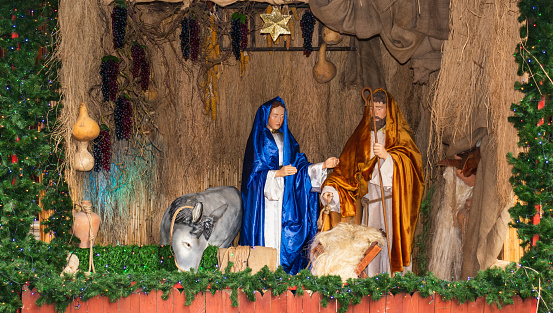 Nativity scene in yard of Church of St. Anthony of Padua, Istanbul Turkey.