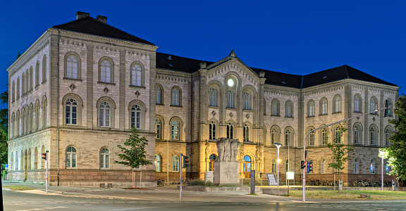 Illuminated Ernst-August-University Goettingen at night
