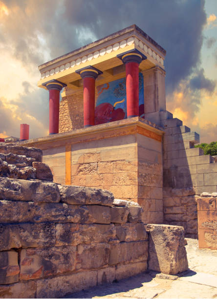 Knossos, ruins of Knossos palace and city. Greece stock photo