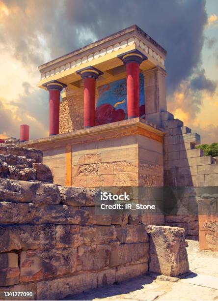 Knossos Ruins Of Knossos Palace And City Greece Stock Photo - Download Image Now - Knossos, Crete, Herakleion