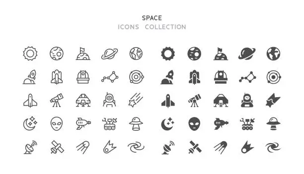 Vector illustration of Line & Flat Space Icons