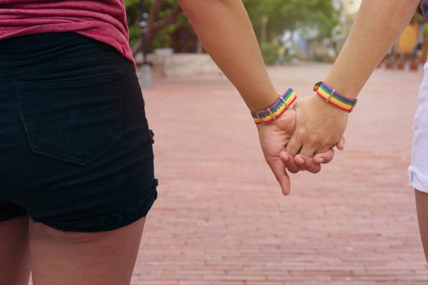 istock Two women with lgtb bracelets 1341278254