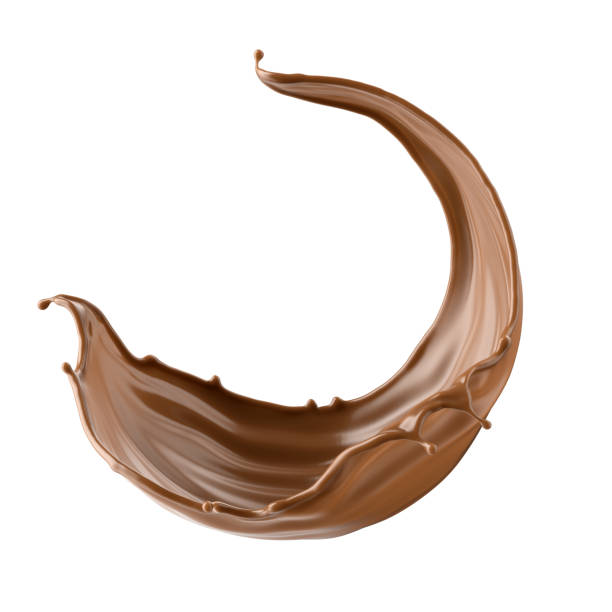 istock 3d render, chocolate splash, cacao drink or coffee, splashing cooking ingredient. Abstract liquid wave. Brown beverage clip art isolated on white background 1341279595