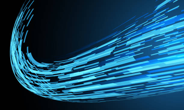 istock Abstract blue cyber data geometric flow dynamic technology on black design modern futuristic background vector illustration. 1341282077