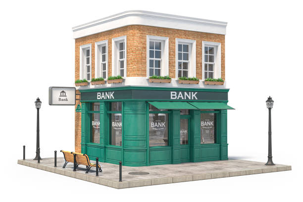 Bank branch office building isolated on white. Bank branch office building isolated on white. 3d illustration 3d city street stock pictures, royalty-free photos & images