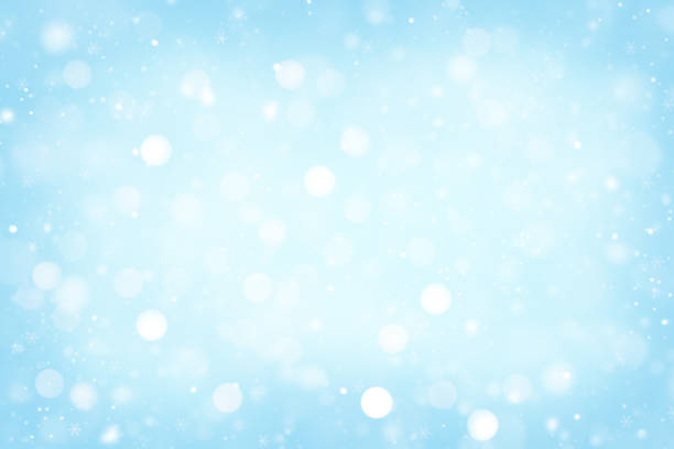 blue lights holiday bokeh. Abstract winter time background.
