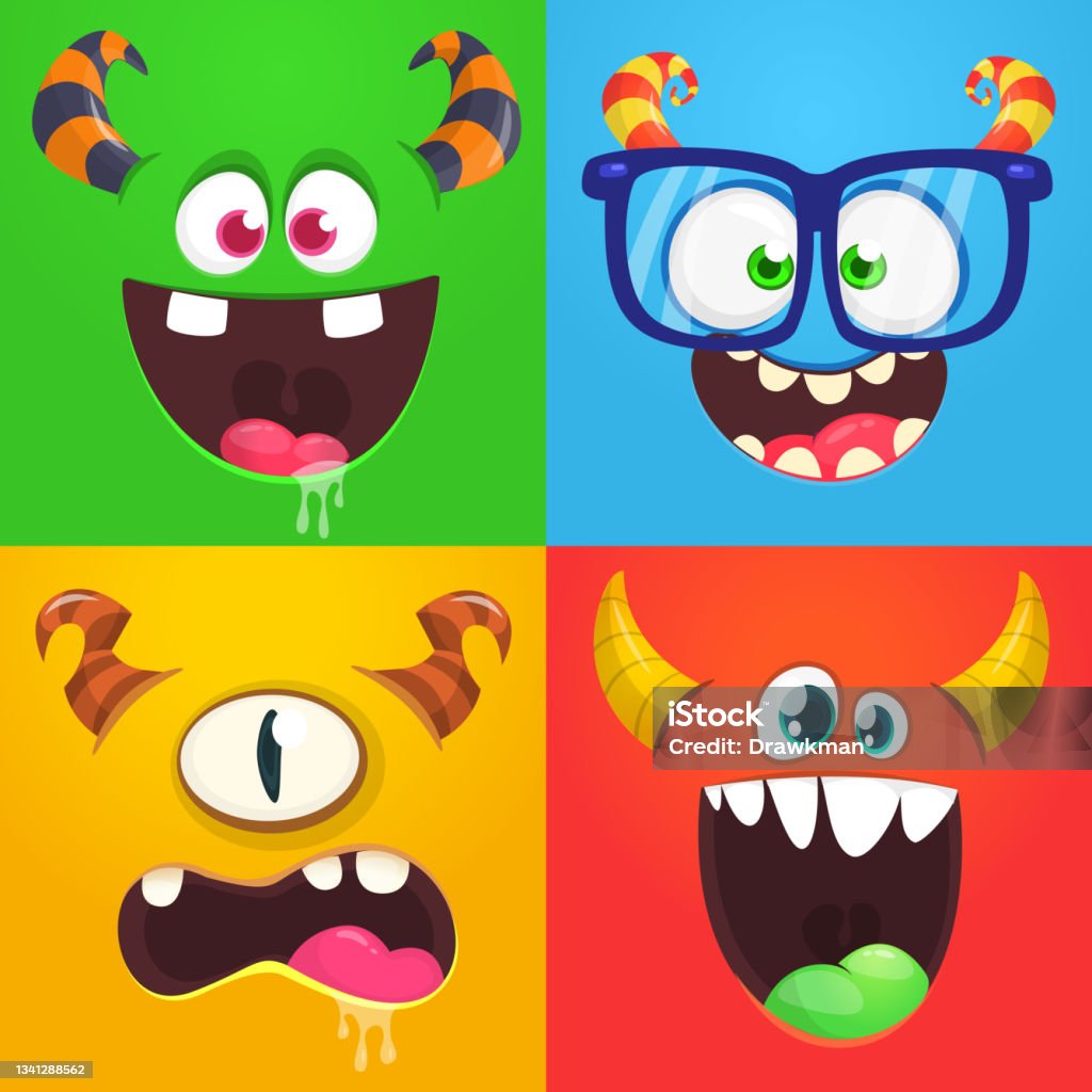 Funny Cartoon Monster Faces Emotions Set Illustration Of Mythical Alien  Creatures Different Expression Halloween Party Design Great Package Design  Stock Illustration - Download Image Now - iStock