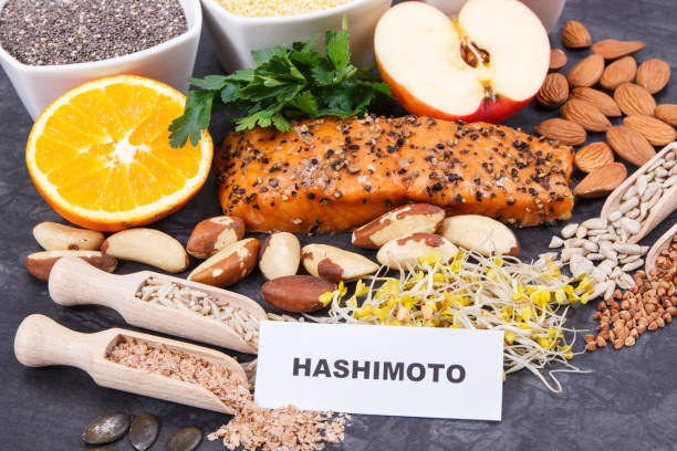 istock Beneficial eating for thyroid gland. Healthy ingredients as source vitamins and minerals 1341288593