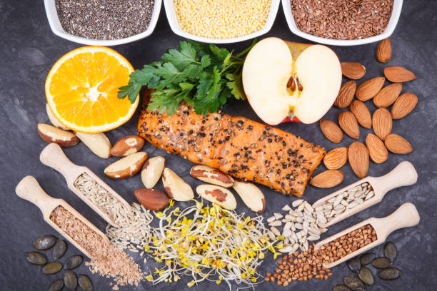istock Beneficial eating for thyroid gland. Healthy ingredients as source vitamins and minerals 1341288664