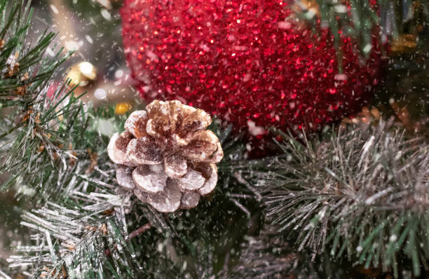 istock Christmas background with shiny balls 1341290720