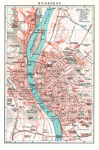 Map city of Budapest Hungary 1898
Original edition from my own archives
Source : Brockhaus 1898