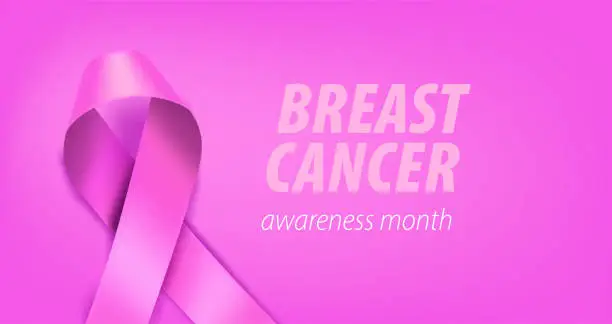 Vector illustration of Breast carcer awareness vector banner with copy space